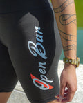 Womens Black Calligraphy Biker Shorts