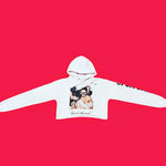 Unbothered Crop Top Hoodie (White)